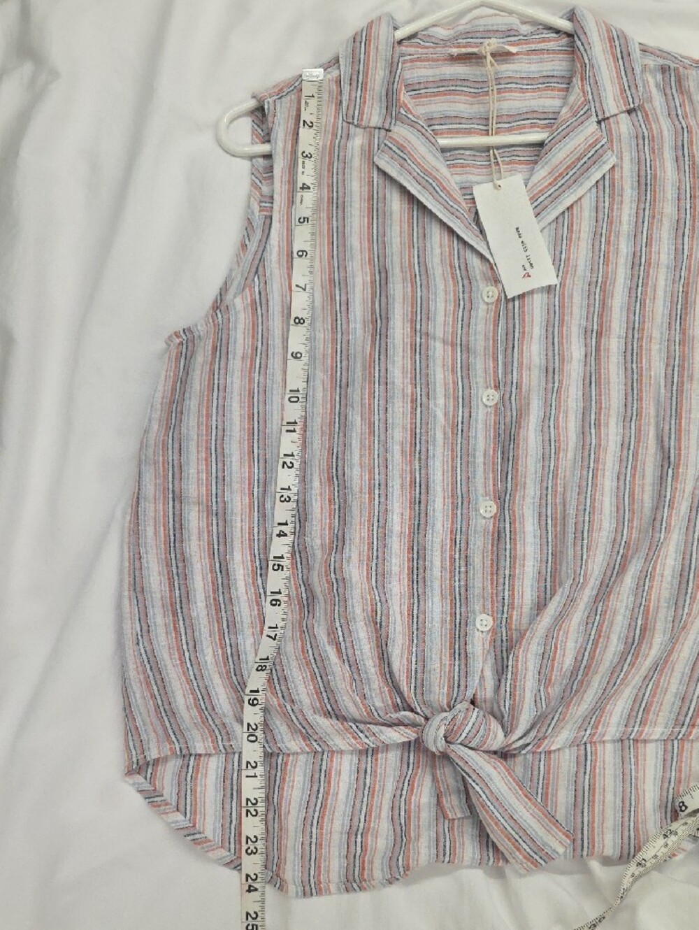 BeachLunchLounge Linen Blend Striped Tie Front Sleeveless Top S NWT - Picture 7 of 10